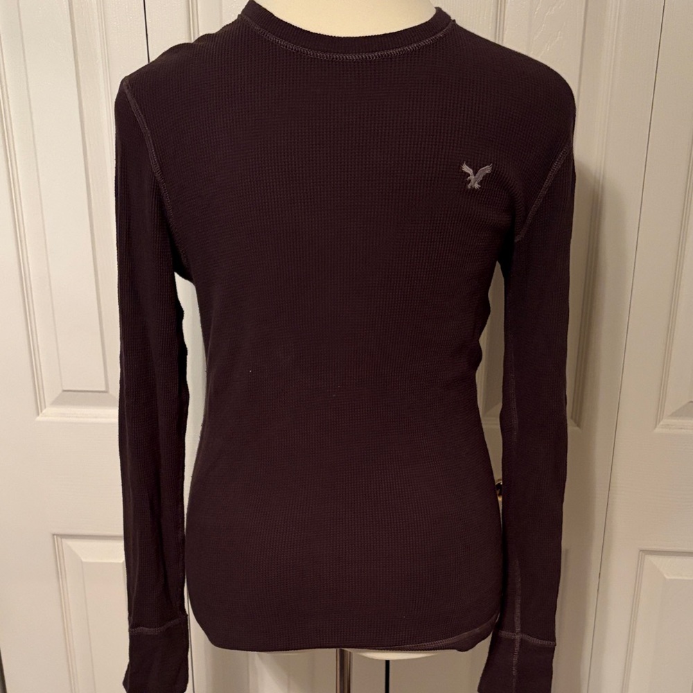 American Eagle Outfitters Men's Long Sleeve Tee - Dark Brown